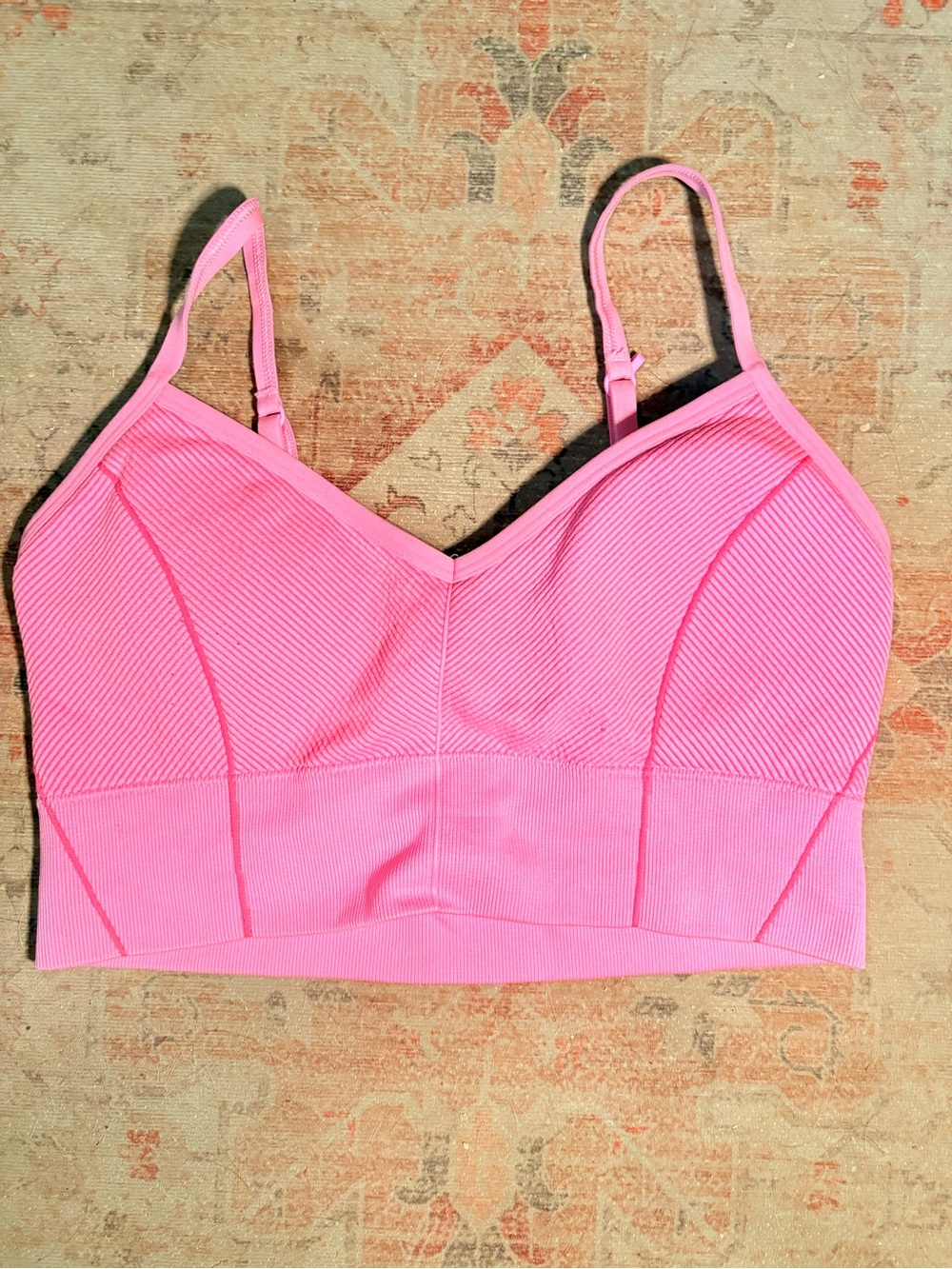 aerie Ribbed Longline Bralette in Bright Pink